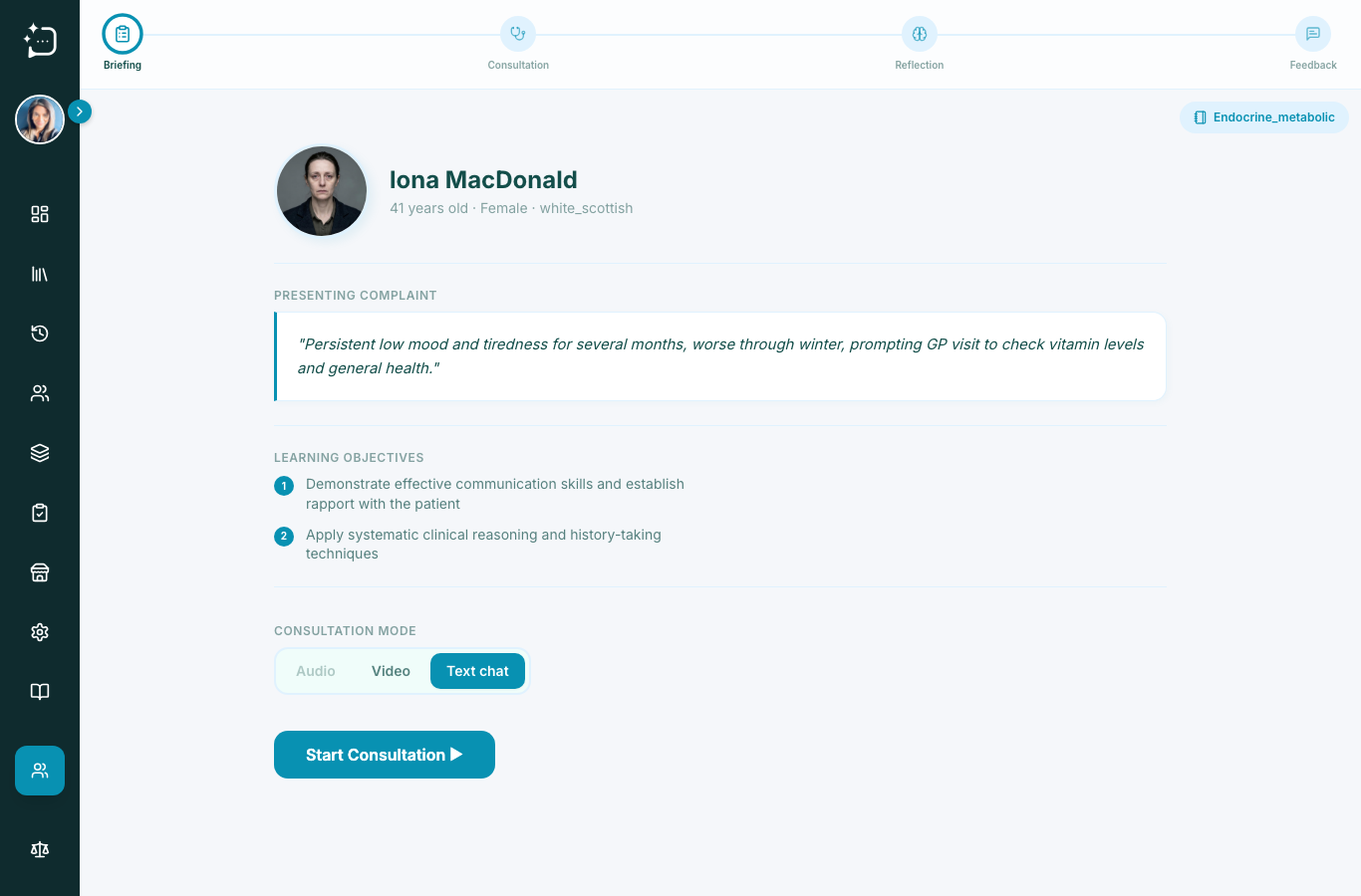 Text mode consultation ready state.